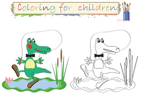 Coloring for children ,cute ,funny crocodile のイラスト素材