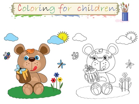Coloring for children ,cute bear のイラスト素材
