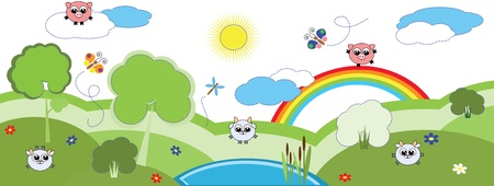 Nature bunnerのイラスト素材