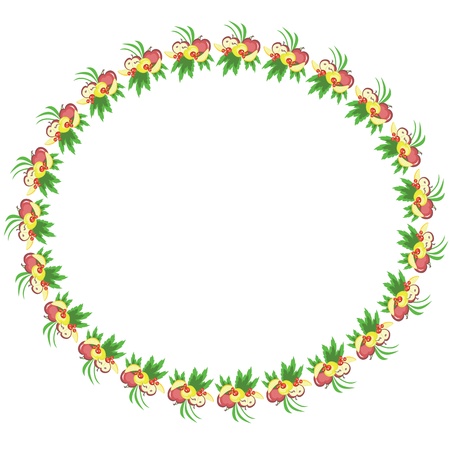 Round frame with fruits, vector.のイラスト素材