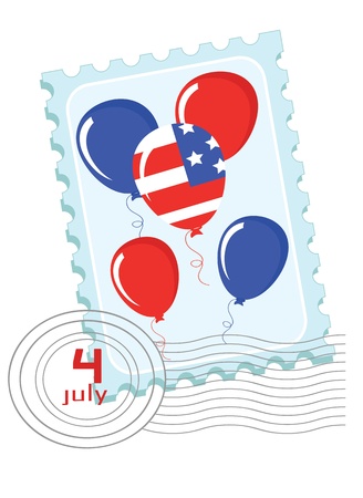 Independence Day   Postage stamp with balloons のイラスト素材