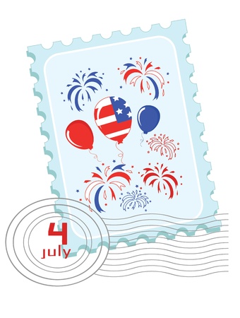 Independence Day   Postage stamp  のイラスト素材