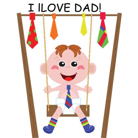  Dad Day   A boy playing swingのイラスト素材