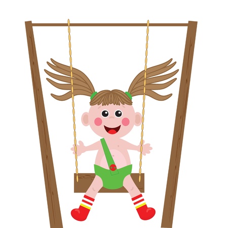  A  girl playing swingのイラスト素材