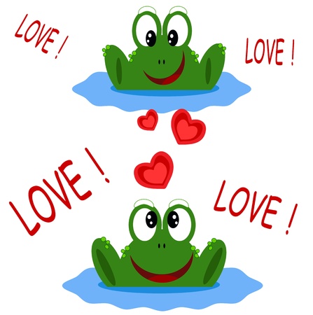 	Two frogs, Valentine day card.のイラスト素材