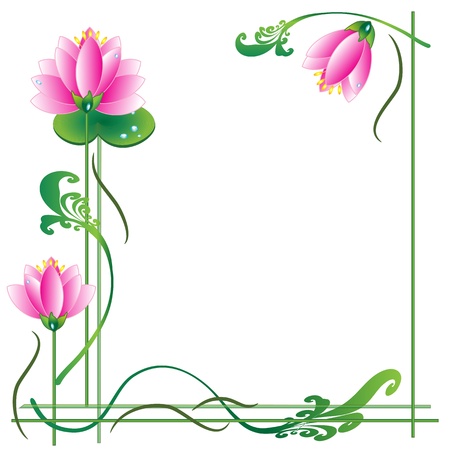 frame with lotusesのイラスト素材