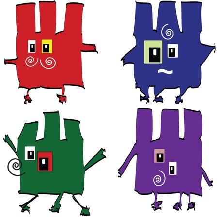 Monsters, set, vector のイラスト素材