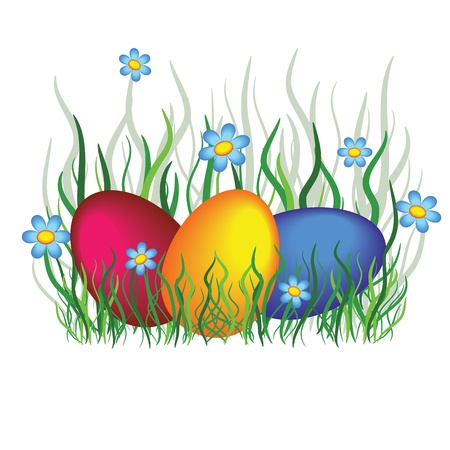 Easter eggs in the grassのイラスト素材