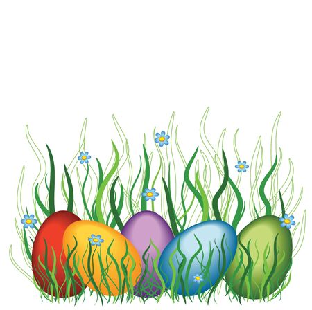Easter eggs in the grassのイラスト素材