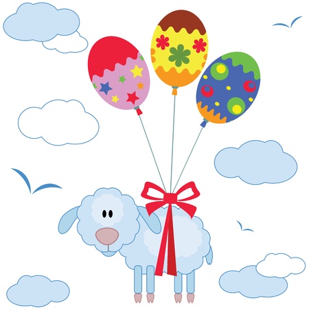 Easter background with sheepのイラスト素材