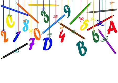 number and alphabets hanging backgroundのイラスト素材