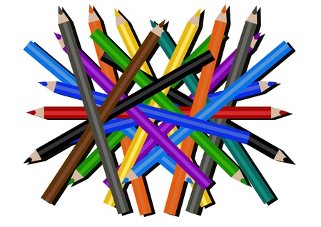 Varicolored pencilsのイラスト素材