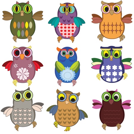 Owls setのイラスト素材