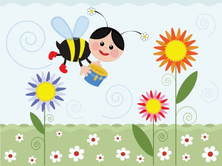 Bee on the meadowのイラスト素材