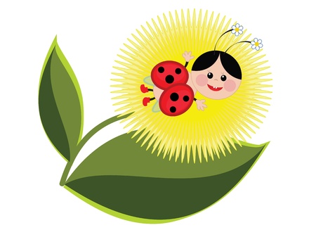 Ladybug on the dandelion のイラスト素材