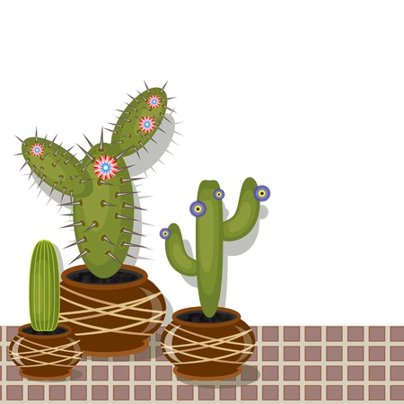 Cactuses in the pot のイラスト素材