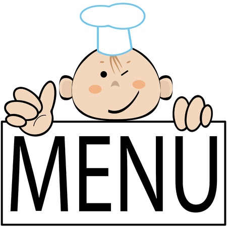 Funny cook with menu, vector  のイラスト素材