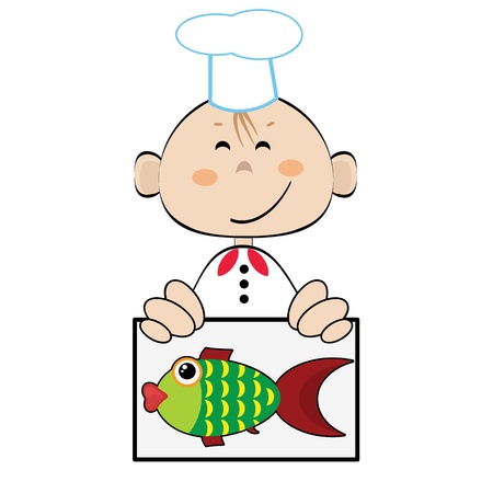 Cook with picture of the fish,vector のイラスト素材