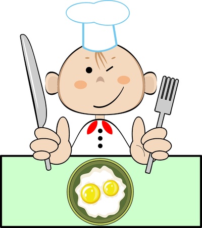 Cook with omelet, vector のイラスト素材