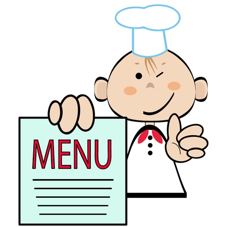 Funny cookwith menu , vector のイラスト素材