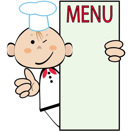 Funny cook with menu , vector のイラスト素材