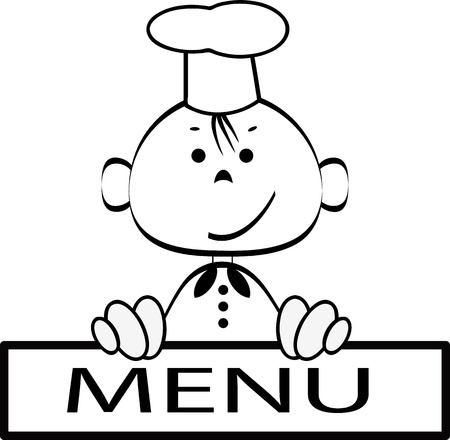 Funny cook with menu , vector のイラスト素材