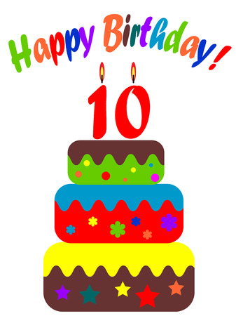  Birthday card , for ten  years のイラスト素材