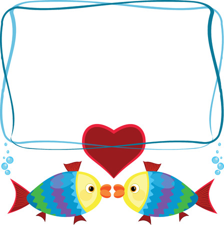  Frame with fish のイラスト素材