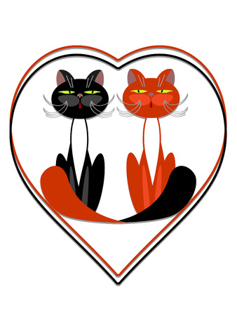 Cats in the heart  のイラスト素材