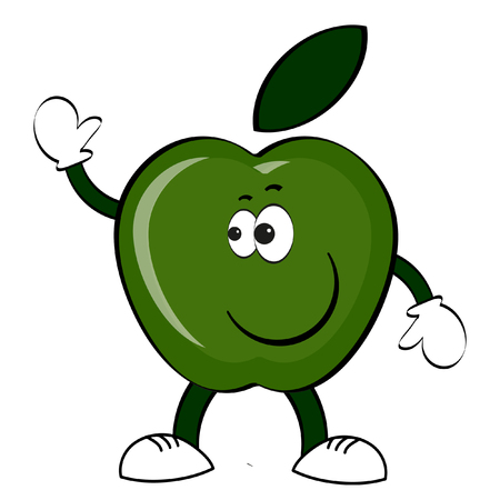 Green Apple cartoon.のイラスト素材