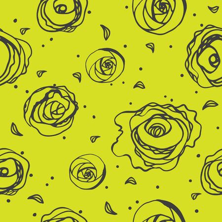 Flower pattern. Simple floral seamless pattern with hand drawn roses for textile, wallpapers, gift wrap and scrapbook.のイラスト素材