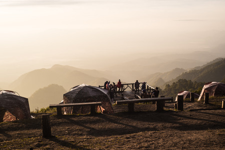 Camping site in Doi Ang Khang Chiang Mai Thailand watching sunrise viewの写真素材
