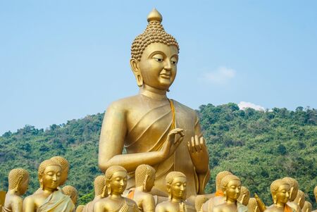 Golden Buddha at Buddha Memorial park , Nakorn nayok, Thailand.の写真素材