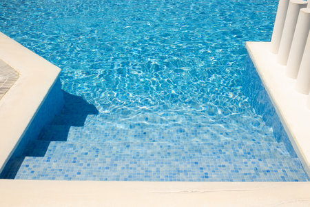 blue background, sea background. a beautiful pool with blue water.の写真素材