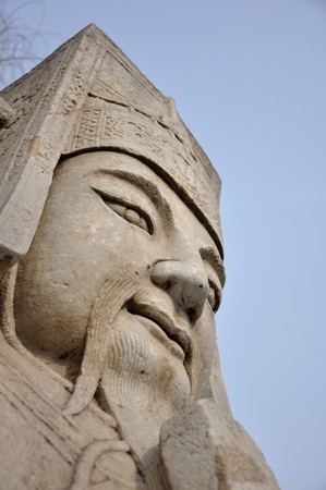 Stone guardian statue on the sacred path to the Ming Tombs in Beijing China