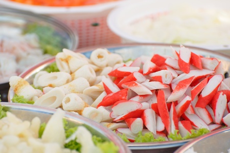 Crabfish and other seafood on a local market in Chaweng, Koh Samui, Thailandの写真素材