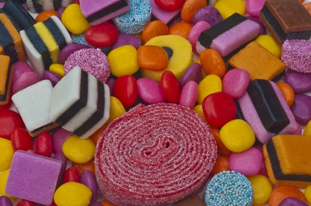 Candy sweets with assorted colours and liquoriceのeditorial素材