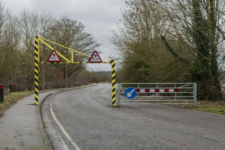 Height restriction on a road into a leisure areaの写真素材