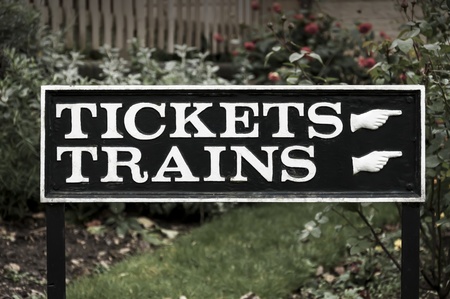Railway sign for tickets and trains