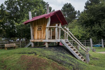 Childrens wooden spooky wooden playhouseの写真素材