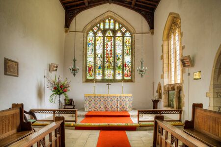 Christian Church showing pews leading to Altarのeditorial素材
