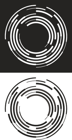 Abstract black and white broken circlesの写真素材