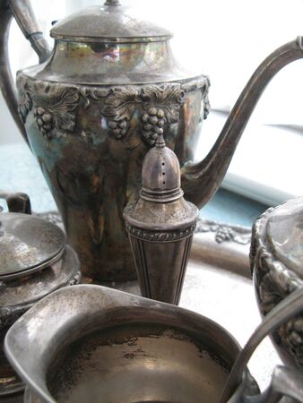 Tarnished Silver tea serving set