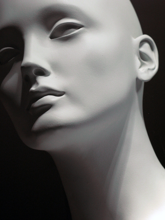 White mannequin head from below closeの写真素材