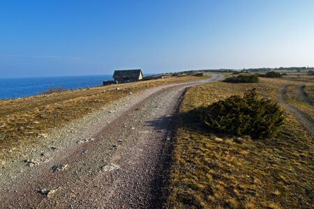 Morning sun at dirt roadのeditorial素材