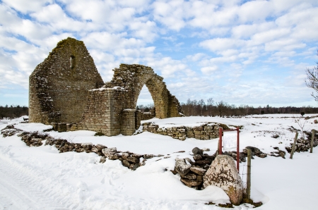 Saint Knuts´ chapel ruin from 13th centrury at the village Borg on the island Ãland in Sweden の写真素材