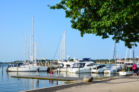 Summer view over the harbour at Roskilde in Denmark