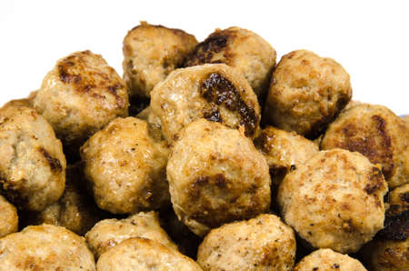 Closeup of newly fried meatballs in a heap