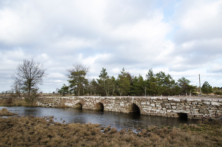 Medieval bridge at the countryside nearby the village Frosslunda at the swedish island Olandの写真素材