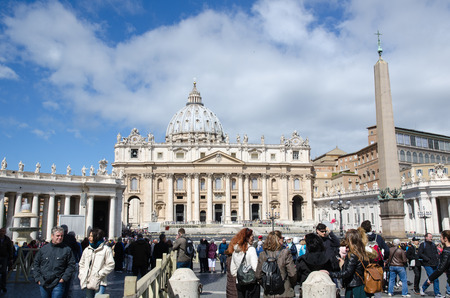 Rome, Italy - April 25, 2016: Tourists in the Vatican City at St. Peter Basilika in Romeのeditorial素材